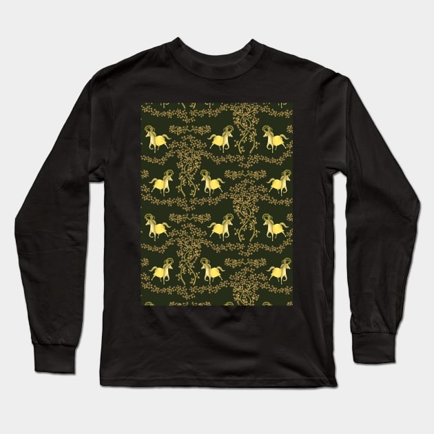 Medieval vibes in gold and black Long Sleeve T-Shirt by Amalus-files